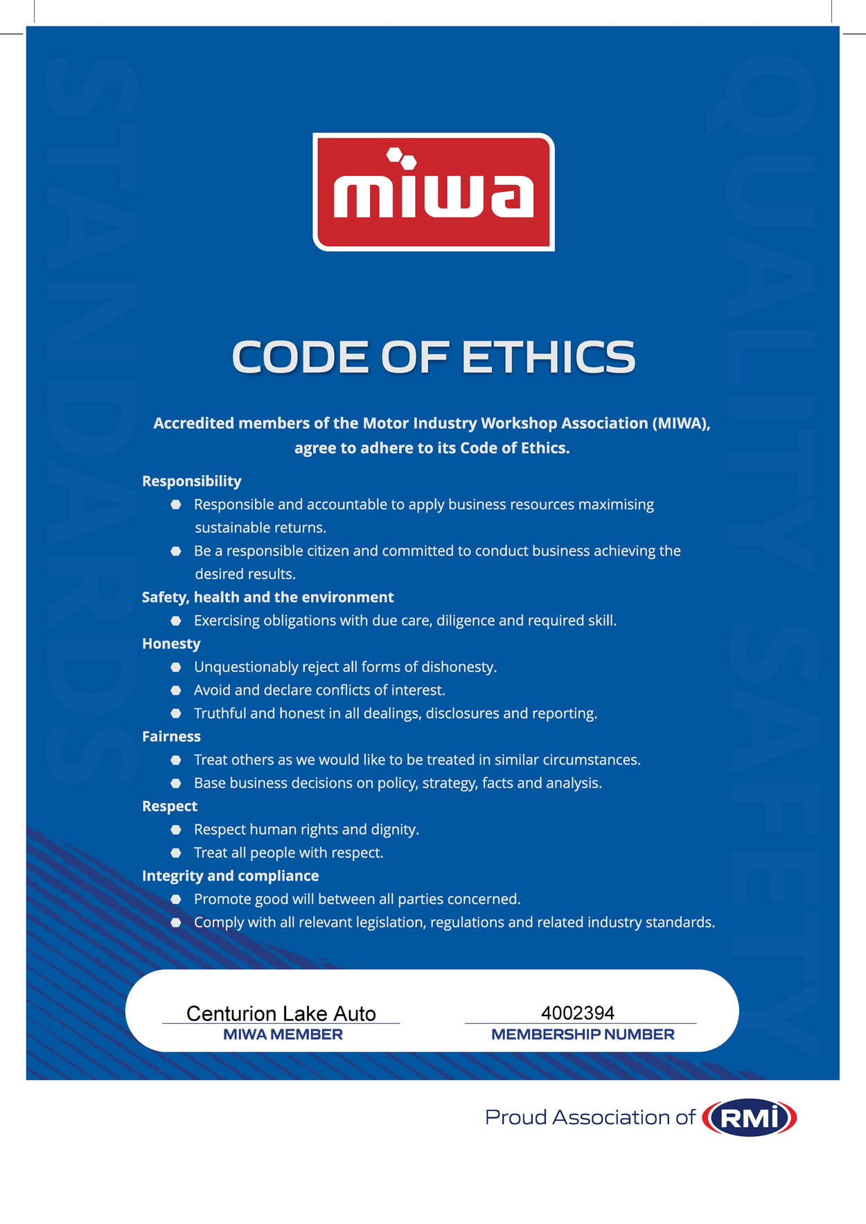 centurion lake auto repairs and service miwa code of ethics 2021